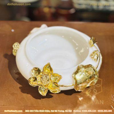 Bát Thả Hoa Minh Đường Tụ Thủy Lưu Ly Trắng