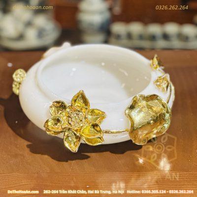Bát Thả Hoa Minh Đường Tụ Thủy Lưu Ly Trắng