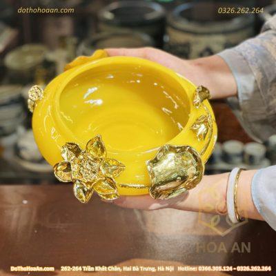 Bát Thả Hoa Minh Đường Tụ Thủy Lưu Ly Vàng