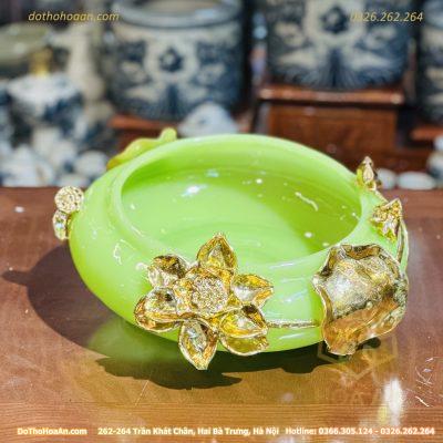 Bát Thả Hoa Minh Đường Tụ Thủy Lưu Ly Xanh