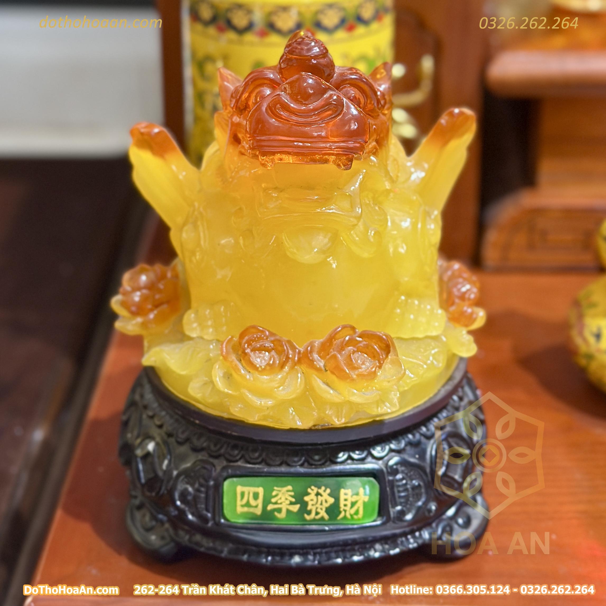 Bộ Ban Thờ Thần Tài Hiện Đại Gỗ Sồi Triện Sen Dát Vàng Màu Hương Sứ Gấm Vàng (8)