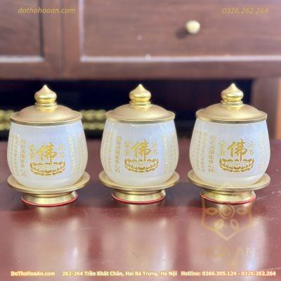 Chóe Thờ Lưu Ly Trắng Bọc Đồng