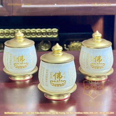 Chóe Thờ Lưu Ly Trắng Bọc Đồng