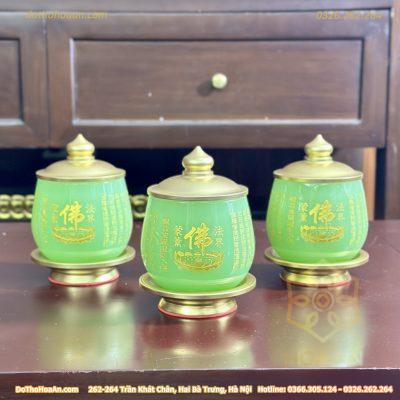 Chóe Thờ Lưu Ly Xanh Bọc Đồng