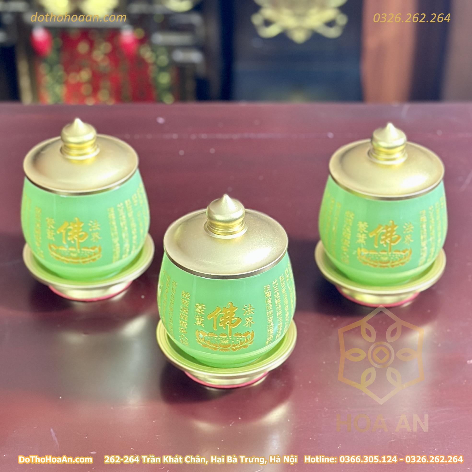 Chóe Thờ Lưu Ly Xanh Bọc Đồng (3)