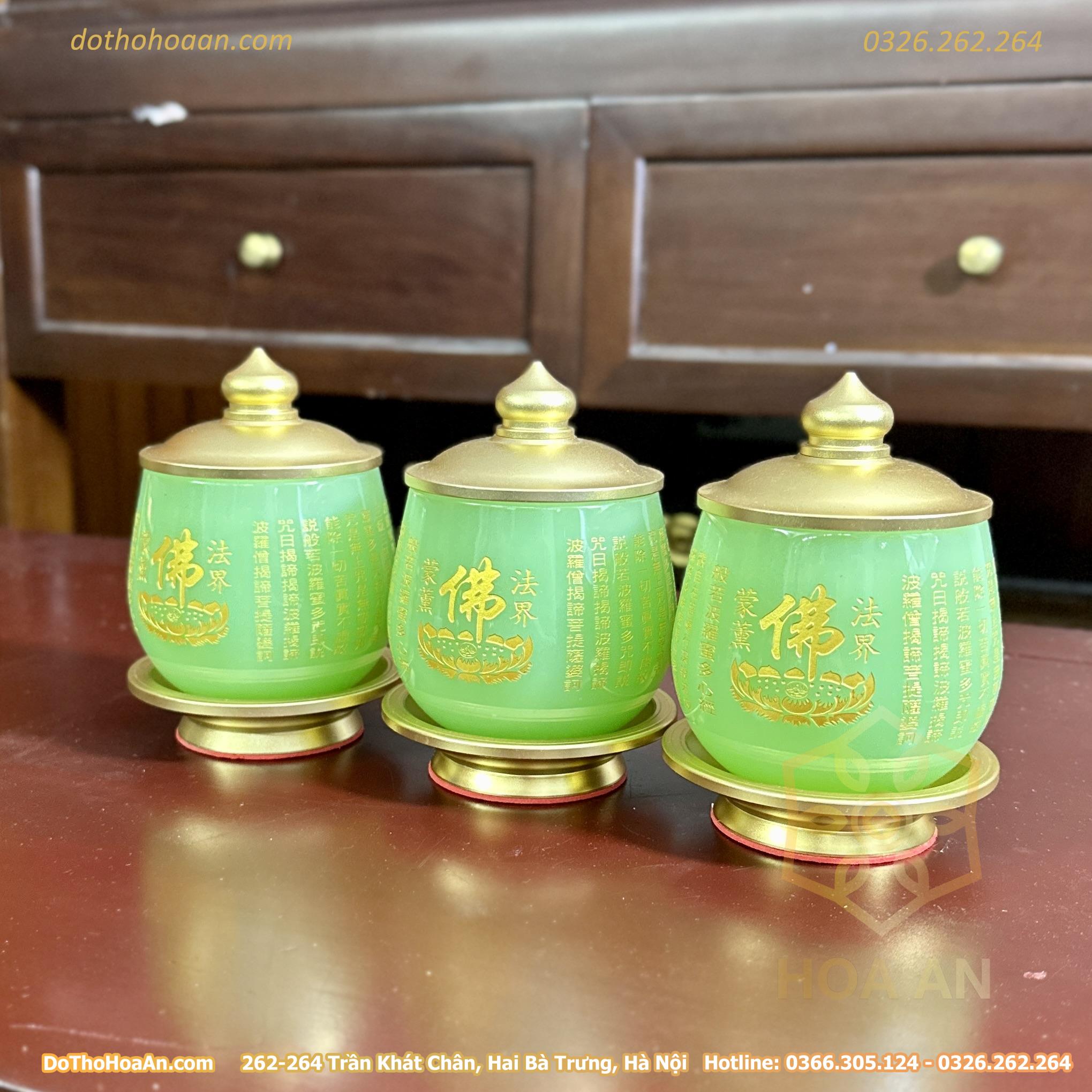 Chóe Thờ Lưu Ly Xanh Bọc Đồng (4)