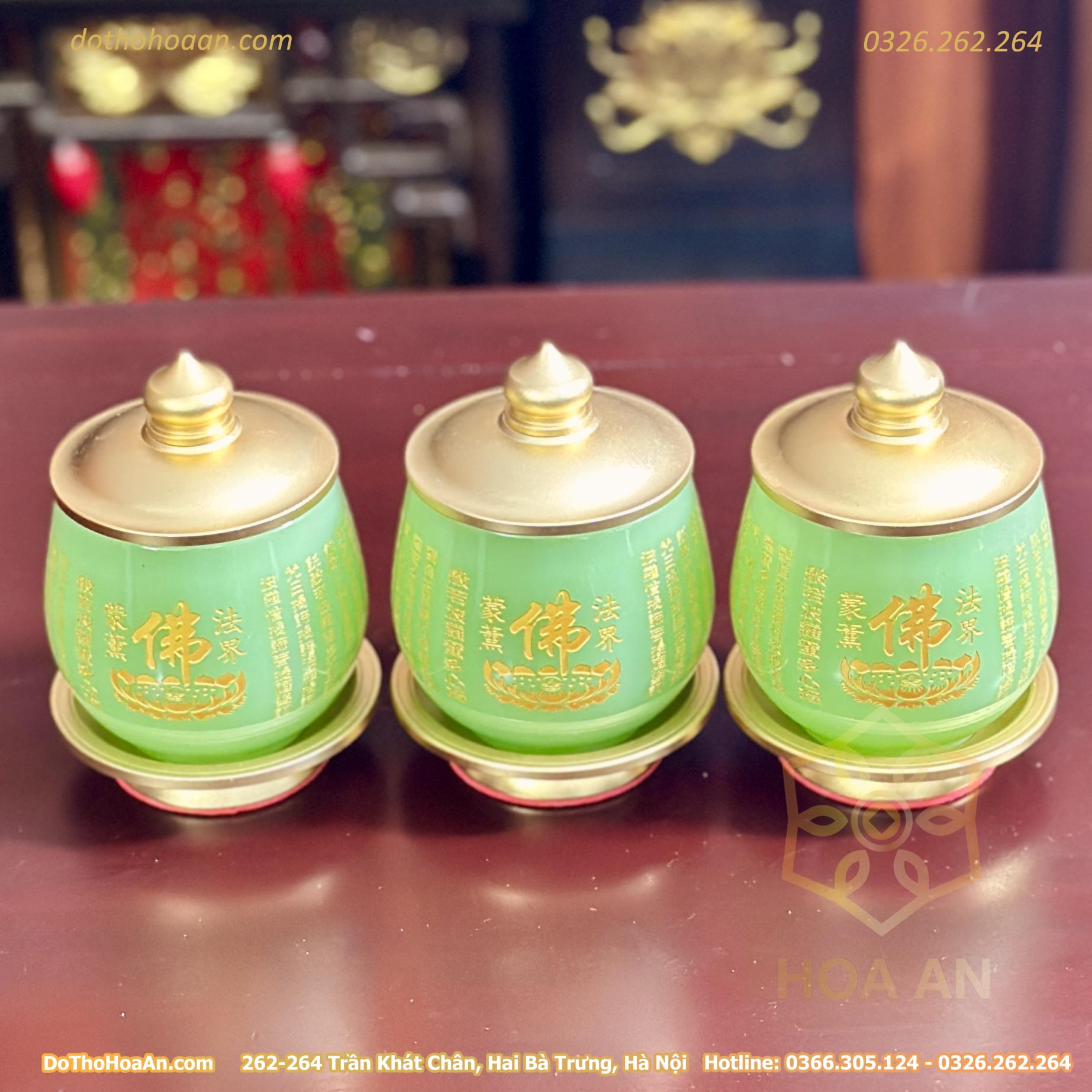 Chóe Thờ Lưu Ly Xanh Bọc Đồng (6)