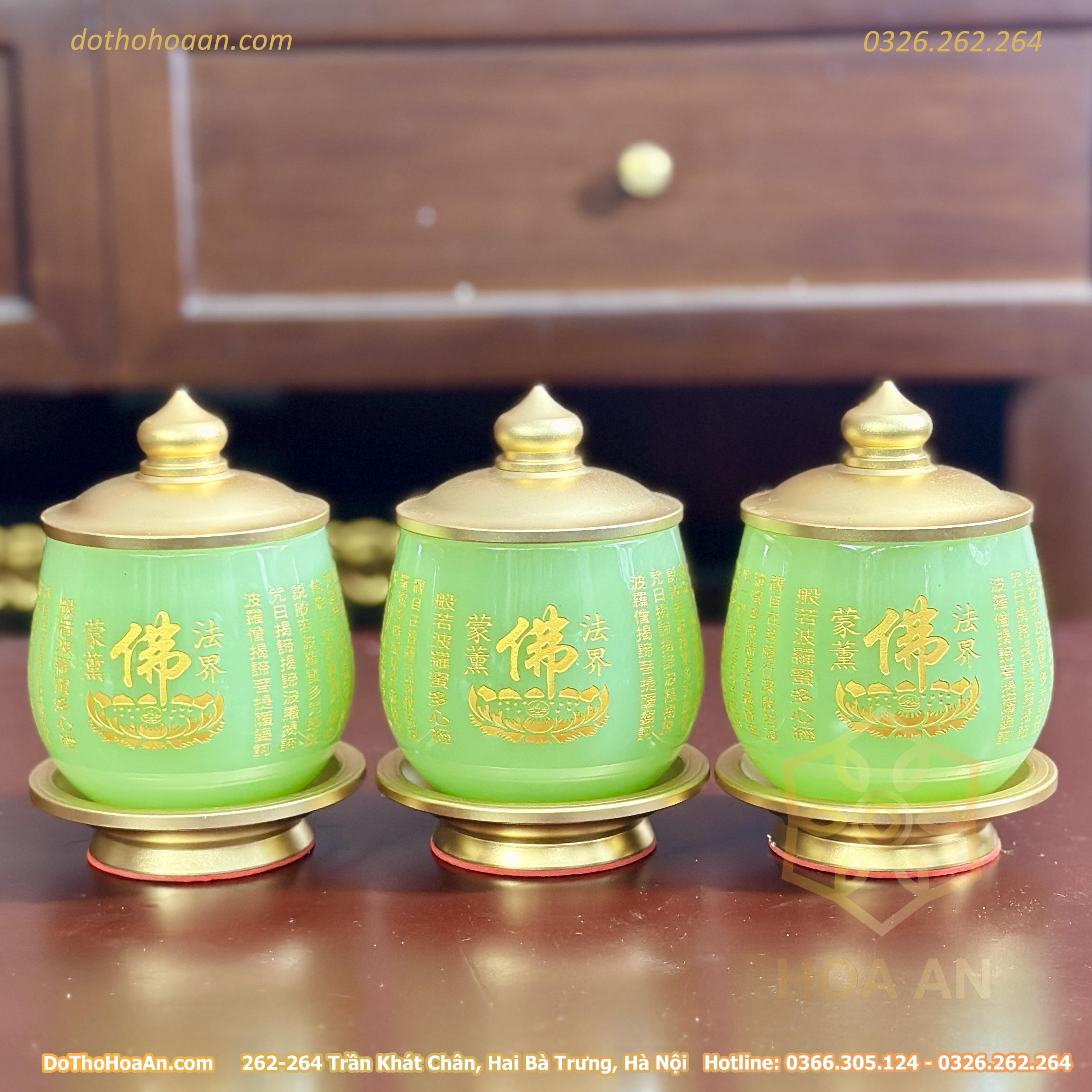 Chóe Thờ Lưu Ly Xanh Bọc Đồng (7)