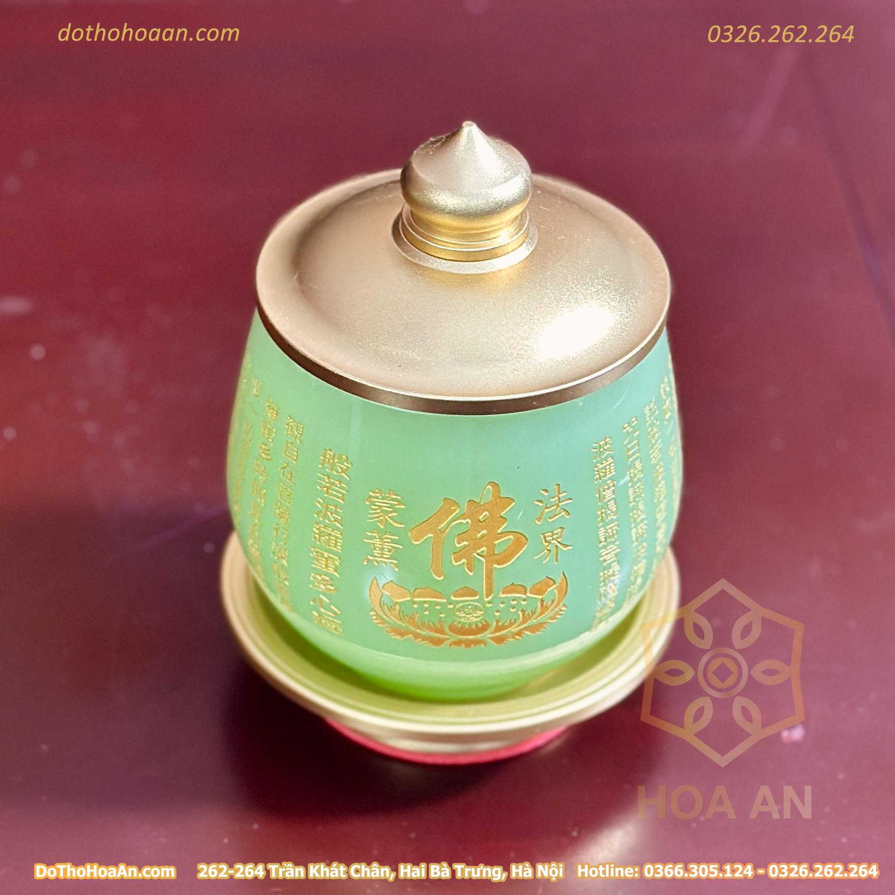 Chóe Thờ Lưu Ly Xanh Bọc Đồng (8)