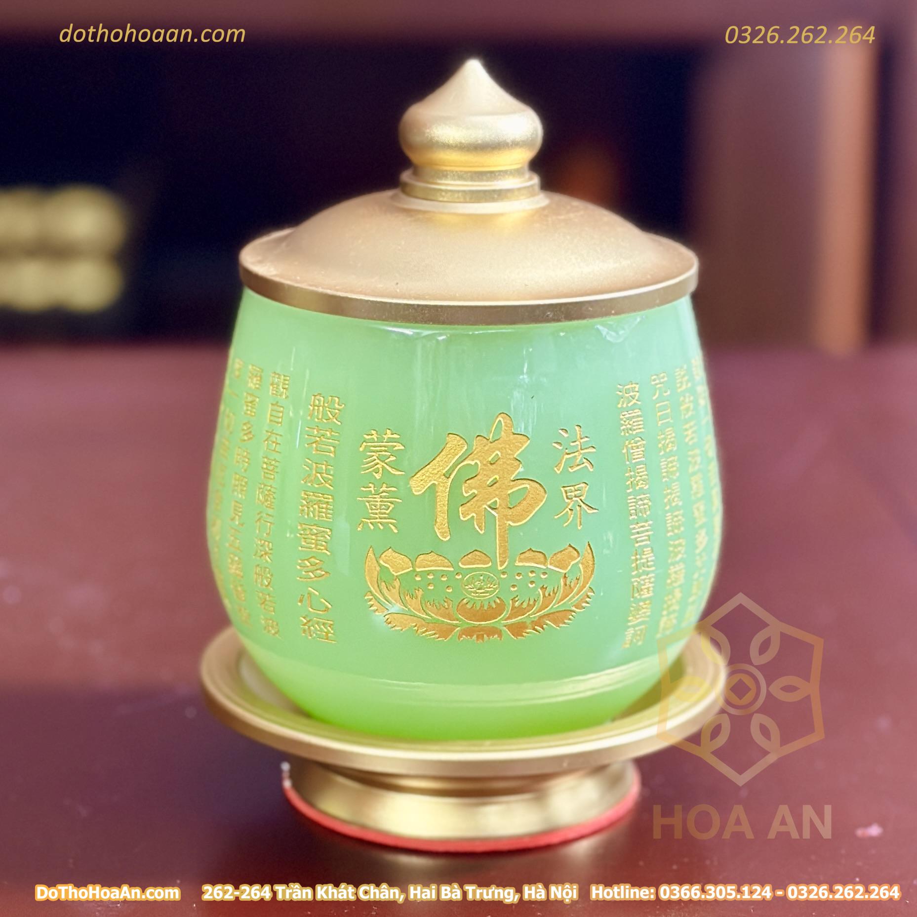Chóe Thờ Lưu Ly Xanh Bọc Đồng