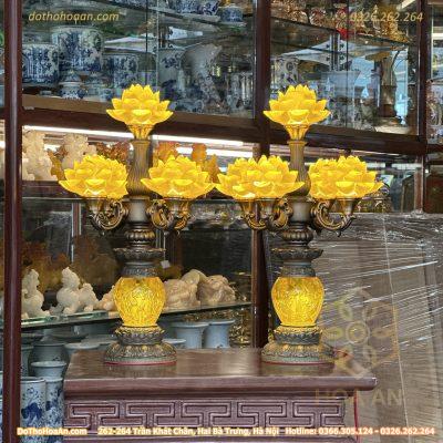 Đèn Thờ Hoa Sen 5 Bông Lưu Ly Tịch Chiếu