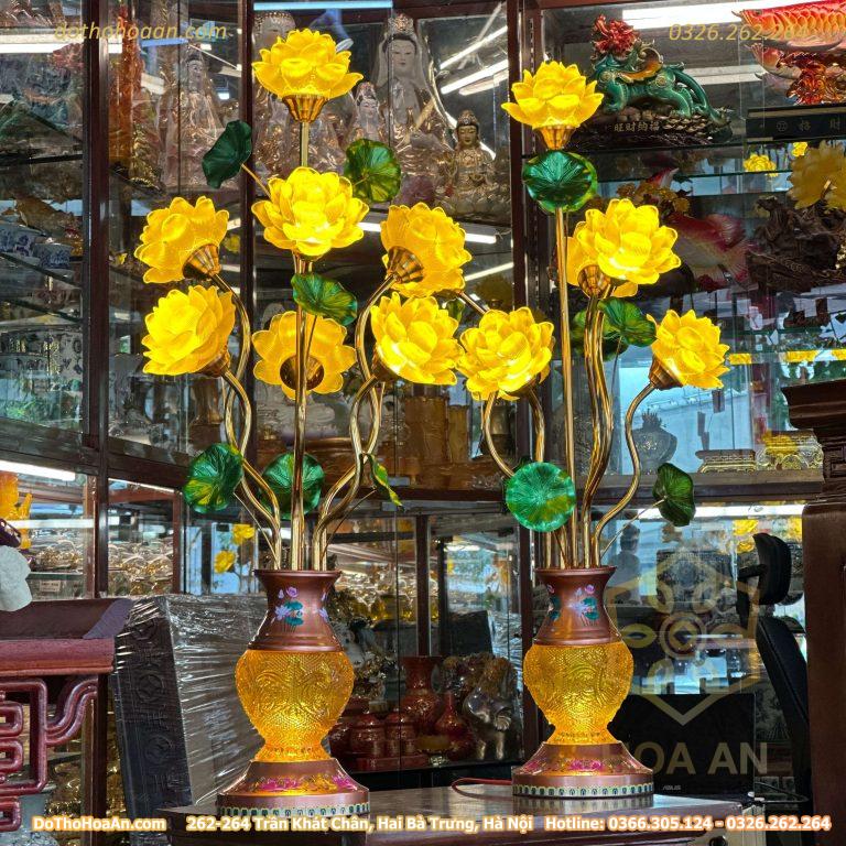Đèn Thờ Hoa Sen 9 Bông Lưu Ly Thiên Đăng