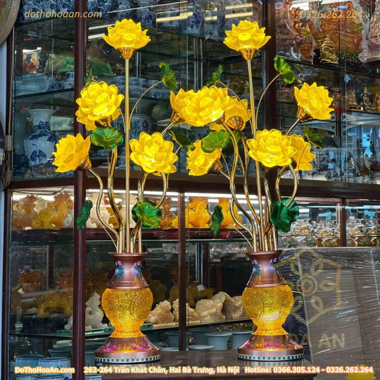 Đèn Thờ Hoa Sen 7 Bông Lưu Ly Thiên Đăng