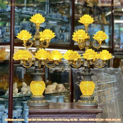 Đèn Thờ Hoa Sen 7 Bông Lưu Ly Tịch Chiếu