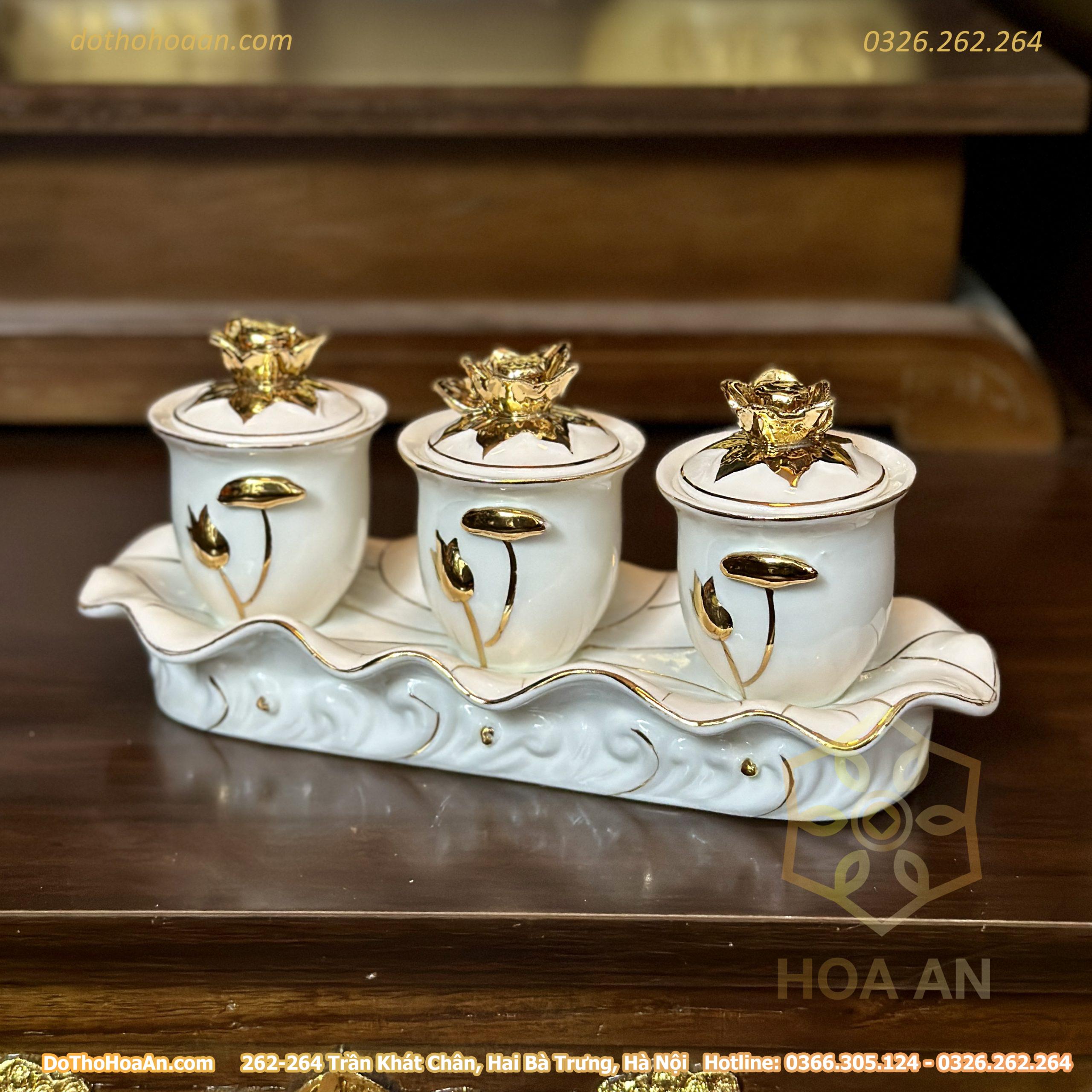 Khay 3 Chén Bạch Ngọc Kim Sen (5)