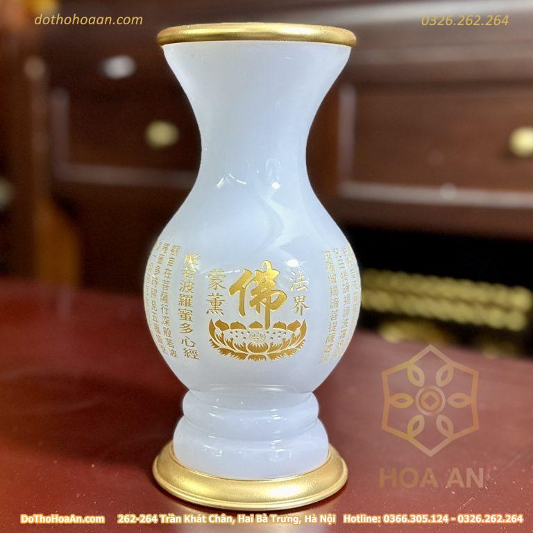 Lọ Hoa Lưu Ly Trắng Bọc Đồng