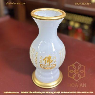 Lọ Hoa Lưu Ly Trắng Bọc Đồng