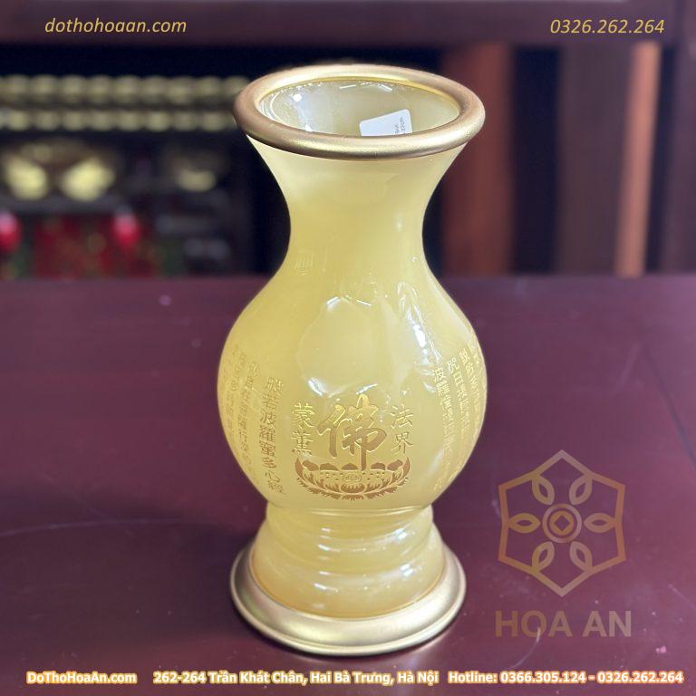 Lọ Hoa Lưu Ly Vàng Bọc Đồng