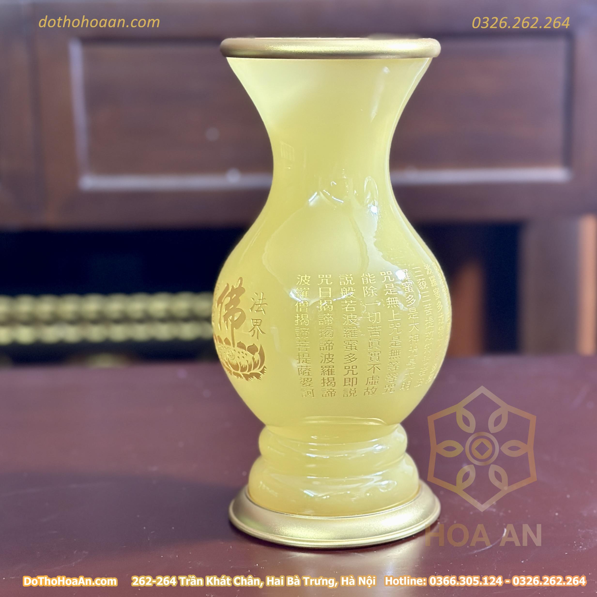 Lọ Hoa Lưu Ly Vàng Bọc Đồng (3) Lọ Hoa Lưu Ly Vàng Bọc Đồng