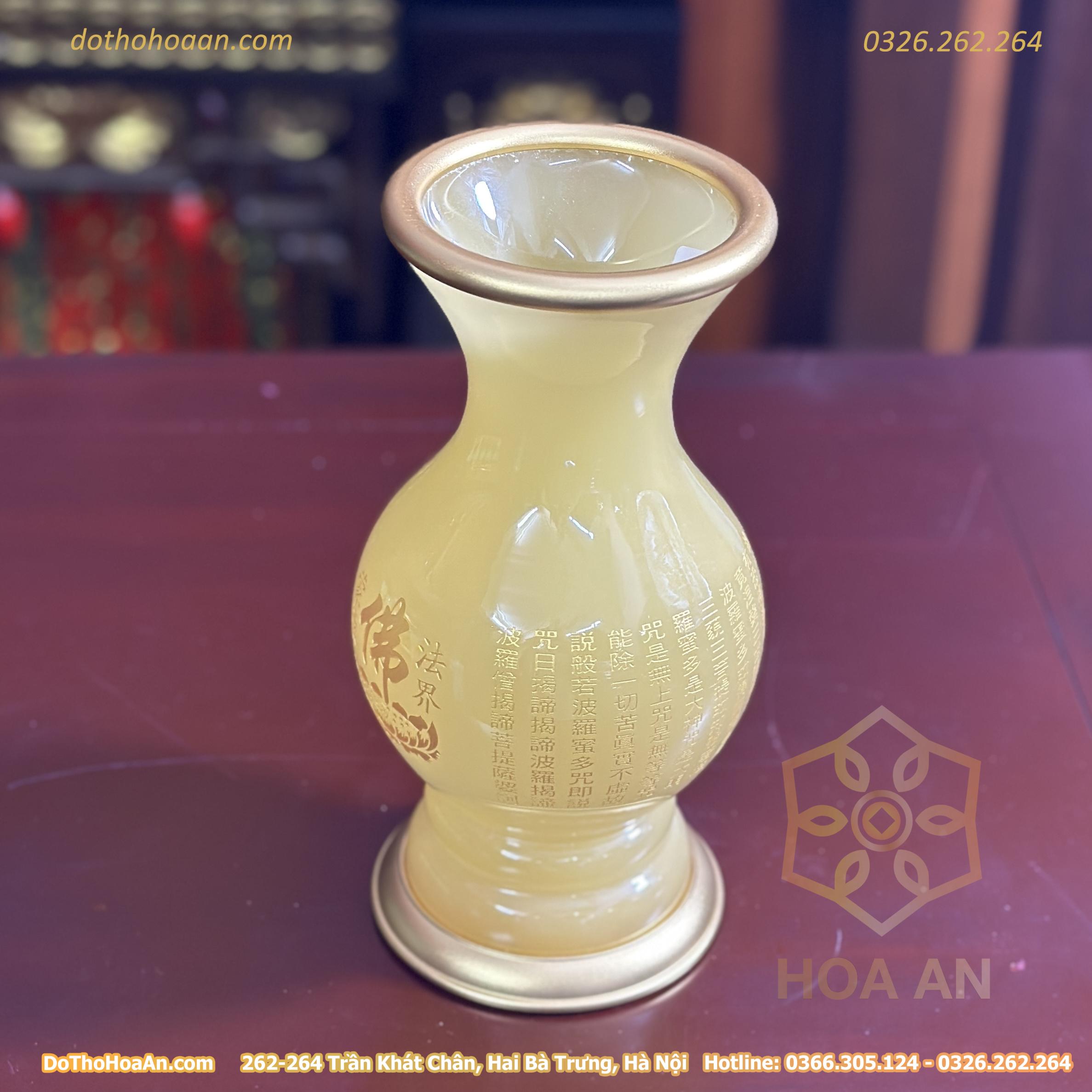 Lọ Hoa Lưu Ly Vàng Bọc Đồng (4) Lọ Hoa Lưu Ly Vàng Bọc Đồng