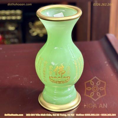 Lọ Hoa Lưu Ly Xanh Bọc Đồng