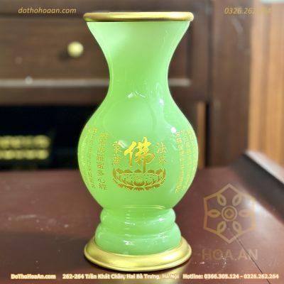 Lọ Hoa Lưu Ly Xanh Bọc Đồng