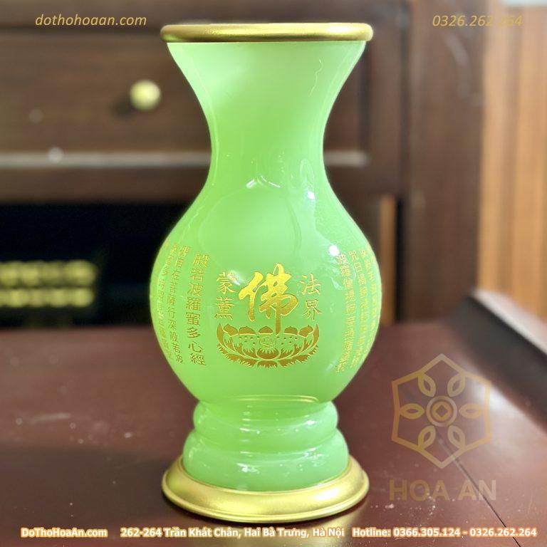 Lọ Hoa Lưu Ly Xanh Bọc Đồng