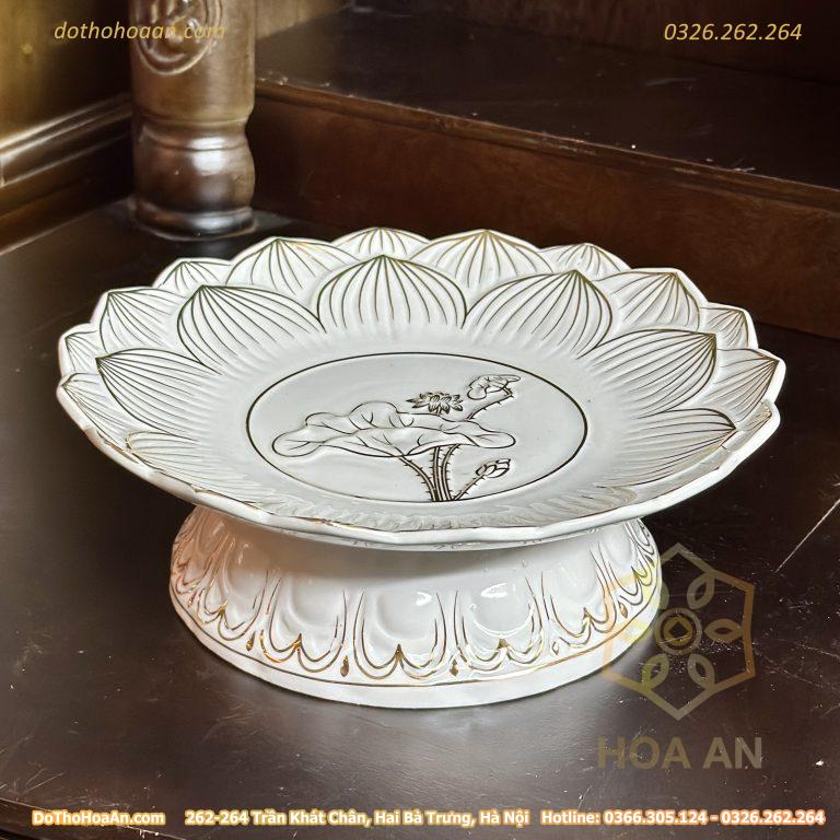 Mâm Bồng Hoa Sen Bạch Ngọc