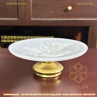 Mâm Bồng Lưu Ly Trắng Bọc Đồng