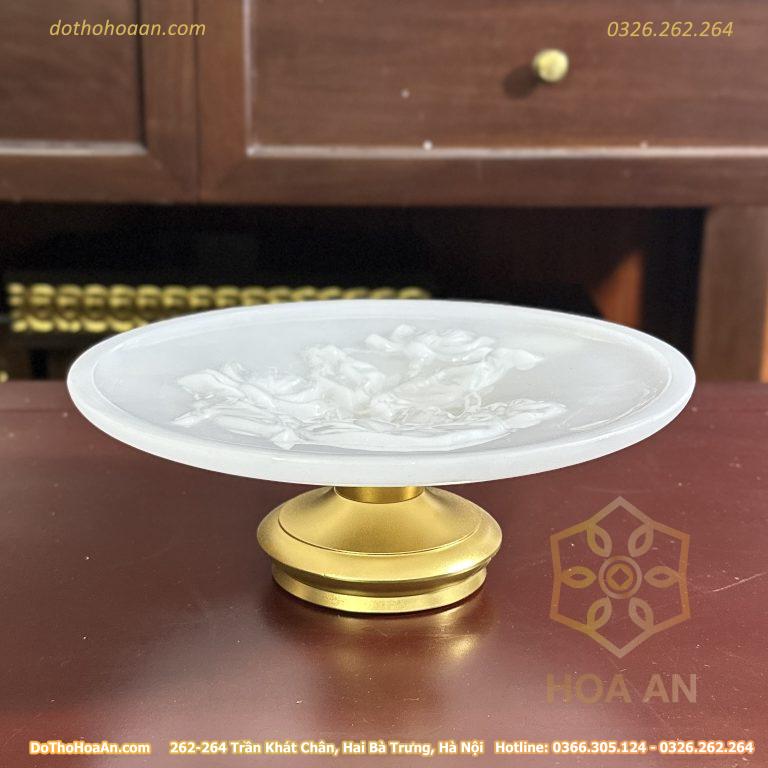 Mâm Bồng Lưu Ly Trắng Bọc Đồng