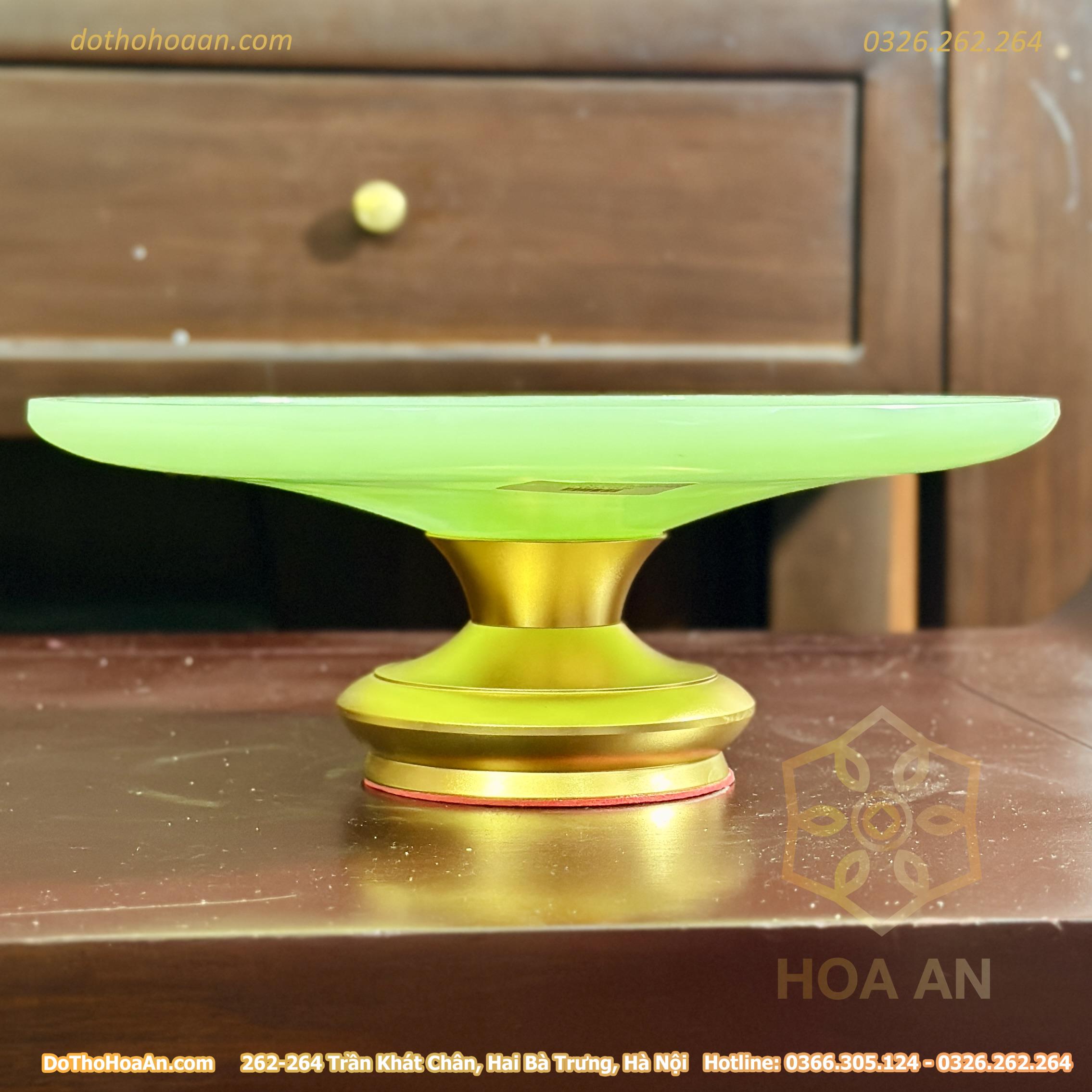 Mâm Bồng Lưu Ly Xanh Bọc Đồng (6)