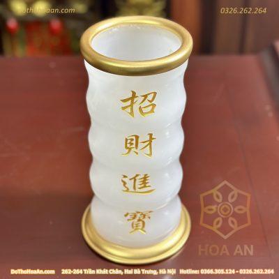 Ống Hương Lưu Ly Trắng Bọc Đồng