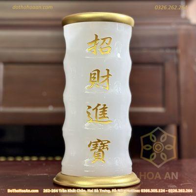 Ống Hương Lưu Ly Trắng Bọc Đồng