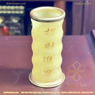 Ống Hương Lưu Ly Vàng Bọc Đồng