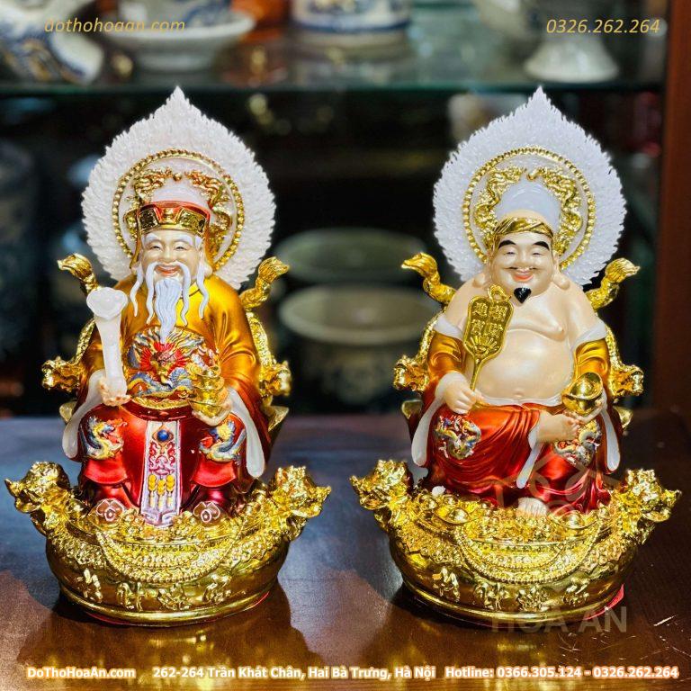 Tượng Thần Tài Thổ Địa Hiệu Ứng Đồng Gấm Đỏ