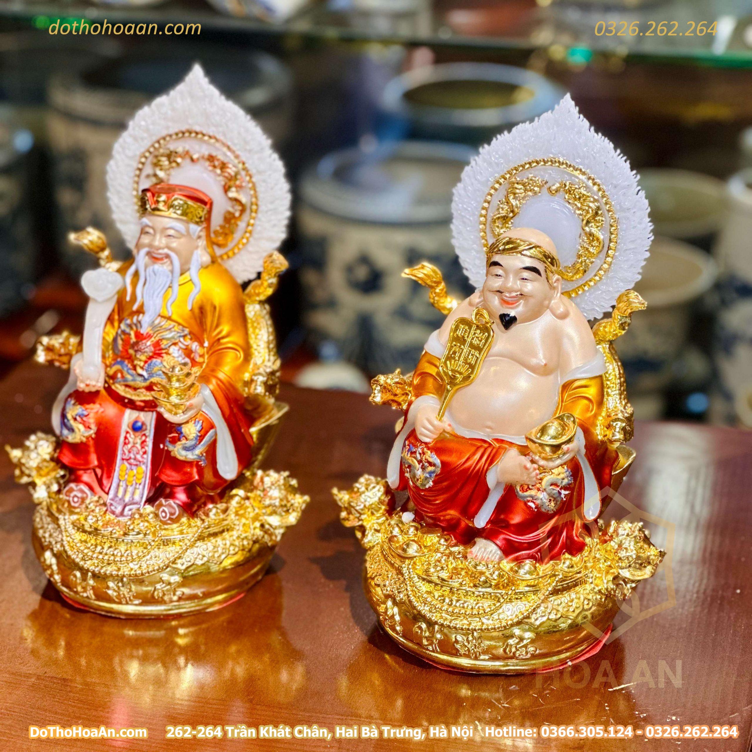 Tượng Thần Tài Thổ Địa Hiệu Ứng Đồng Gấm Đỏ