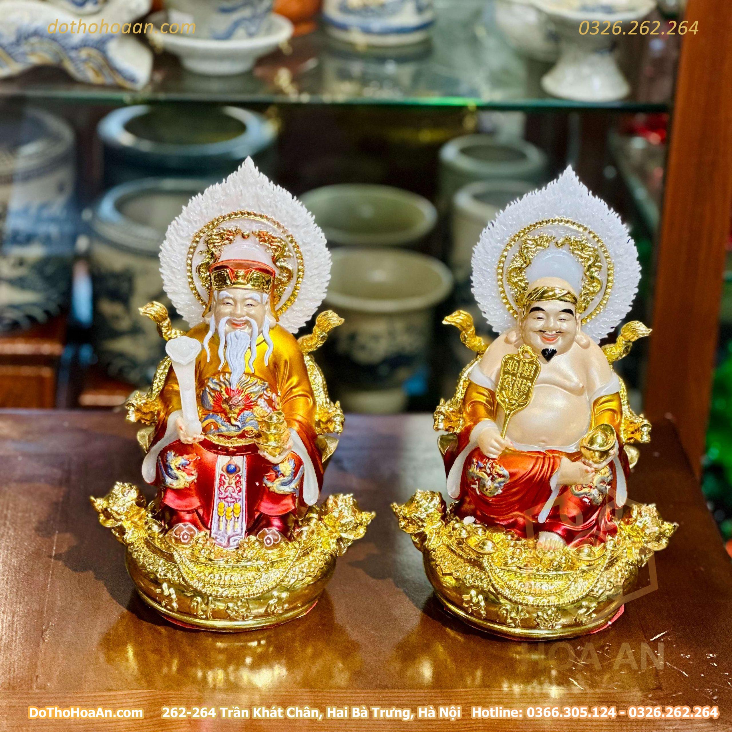 Tượng Thần Tài Thổ Địa Hiệu Ứng Đồng Gấm Đỏ