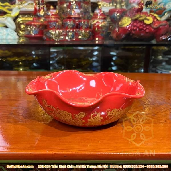 Bát Thả Hoa Sứ Đỏ Bát Tràng-duong-kinh-20cm(variation)