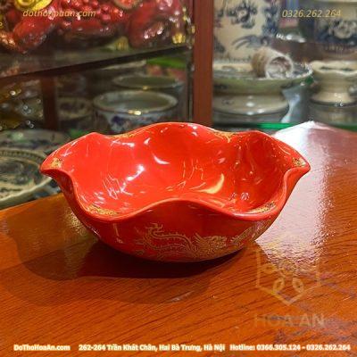 Bát Thả Hoa Sứ Đỏ Bát Tràng2
