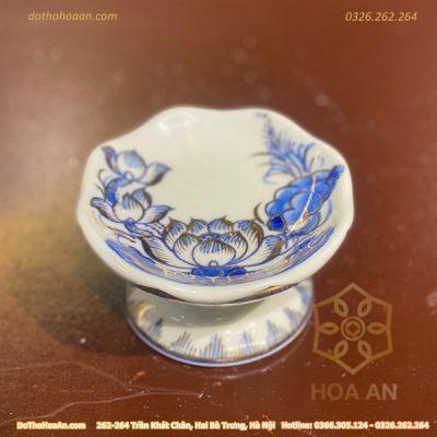 Chân Nến Men Lam Vẽ Vàng