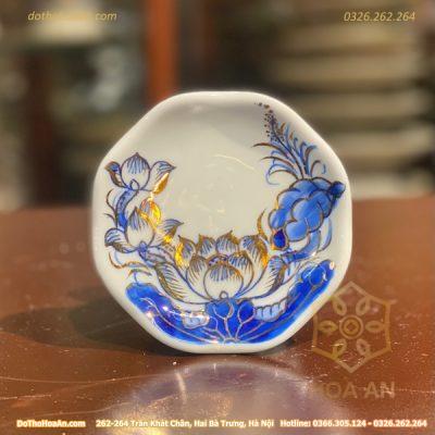 Chân Nến Men Lam Vẽ Vàng1