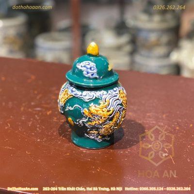 Chóe Thờ Men Xanh Lục Bảo Đắp Nổi2