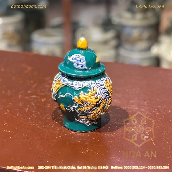 Chóe Thờ Men Xanh Lục Bảo Đắp Nổi2 Chóe Thờ Men Xanh Lục Bảo Đắp Nổi2