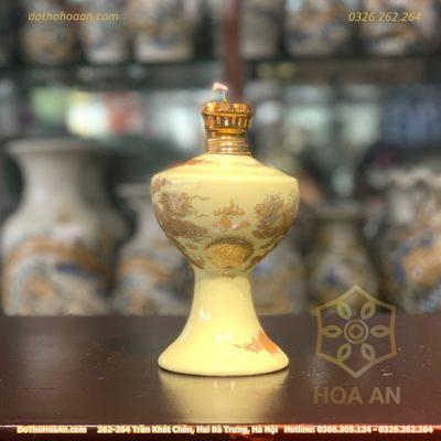 Đèn Dầu Men Vàng Ngà