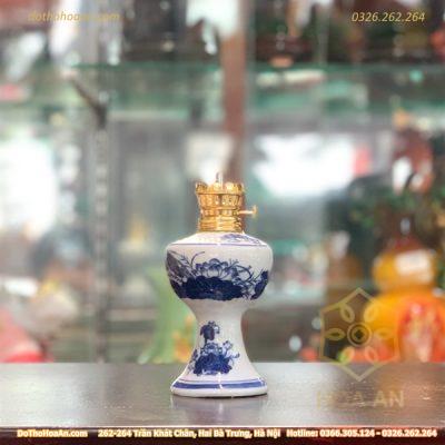 Đèn Dầu Hoa Sen Men Lam