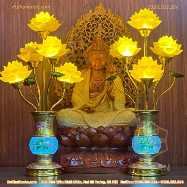 Đèn Thờ Hoa Sen 5 Bông Lưu Ly Thân Ngọc Gấm3 Đèn Thờ Hoa Sen 5 Bông Lưu Ly Thân Ngọc Gấm3