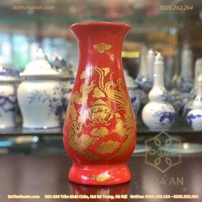 Lọ Hoa Sứ Men Đỏ Bát Tràng