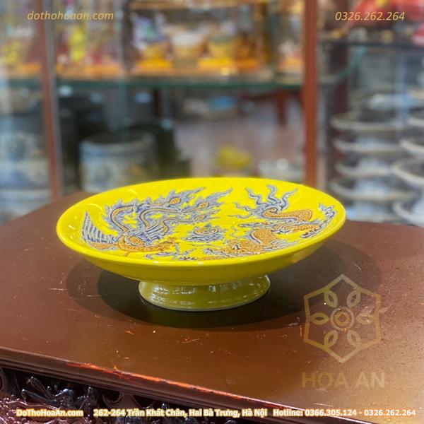 Mâm Bồng Thờ Men Vàng Hoàng Kim Đắp Nổi1