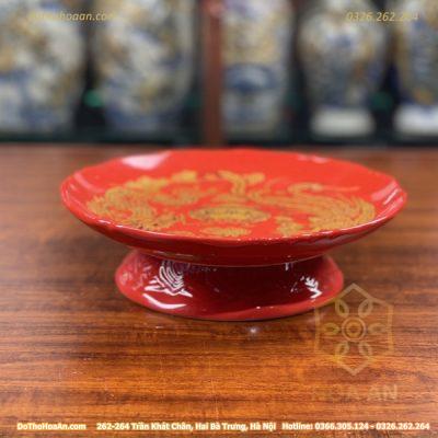 Mâm Bồng Thờ Sứ Men Đỏ Bát Tràng1