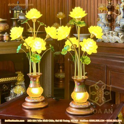 Đèn Thờ Hoa Sen 5 Bông Lưu Ly Linh Quang